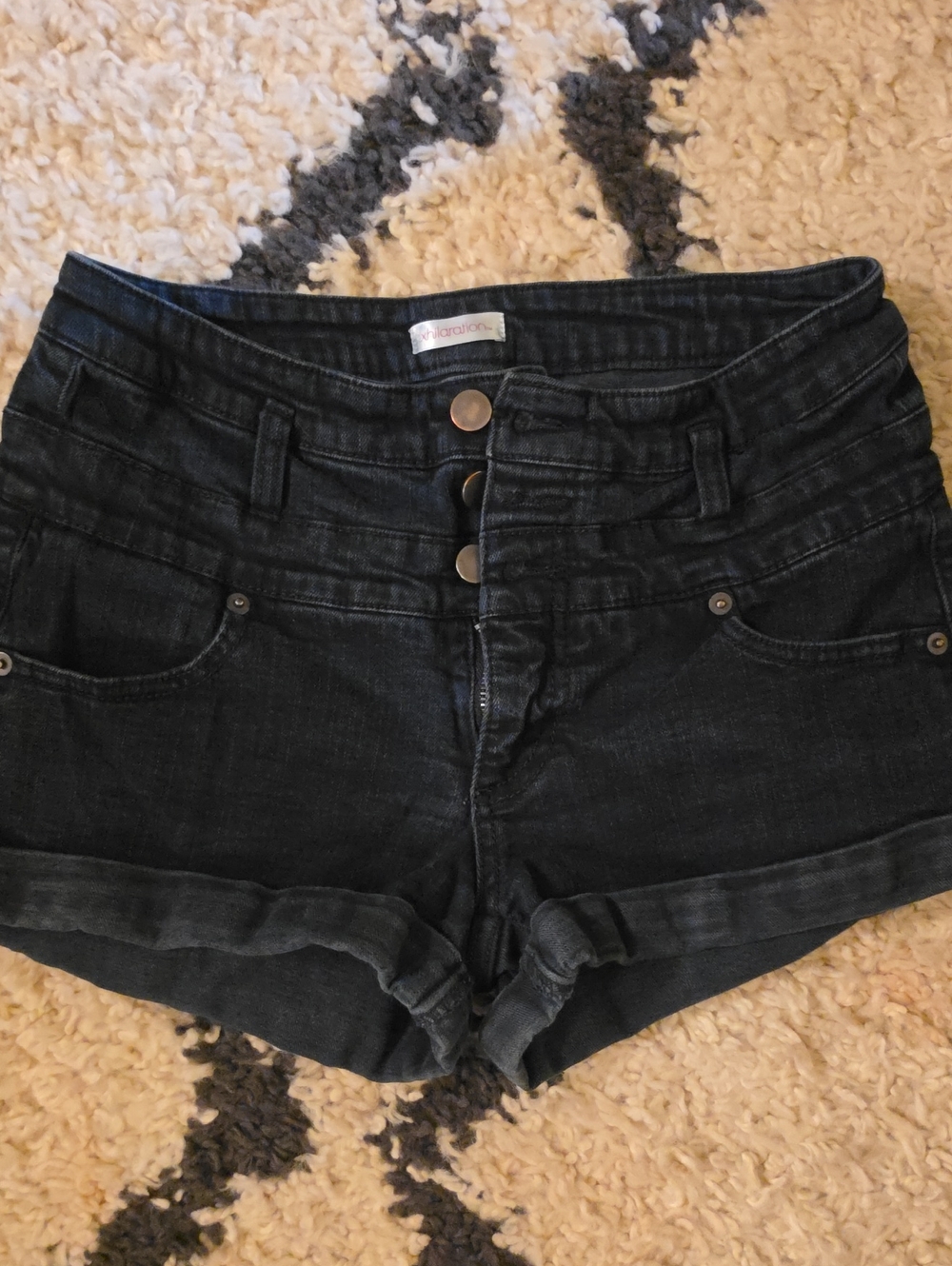 Xhilaration Black High-Rise Triple-Button Jean Shorts